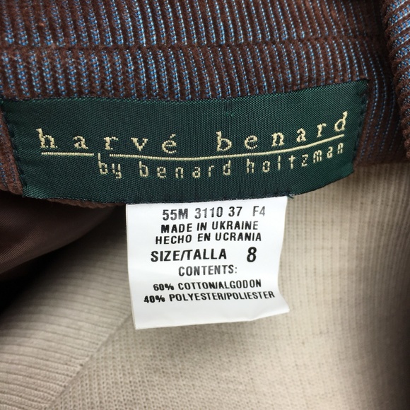Harve Benard Brown Blue Corduroy Blazer Jacket - Picture 6 of 8